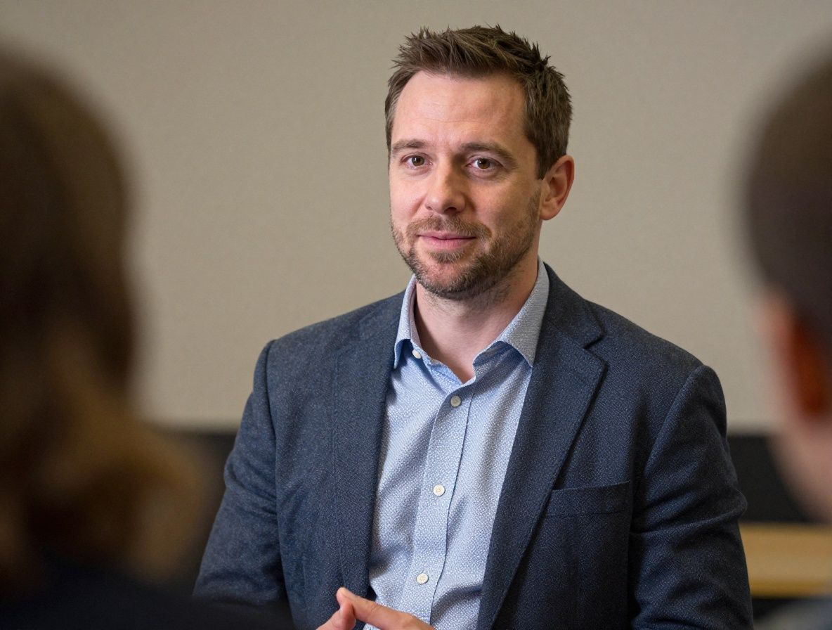 Преподаватель дата-журналистики Карлос Медина — мужчина латиноамериканского происхождения в клетчатой рубашке перед экраном с графиками