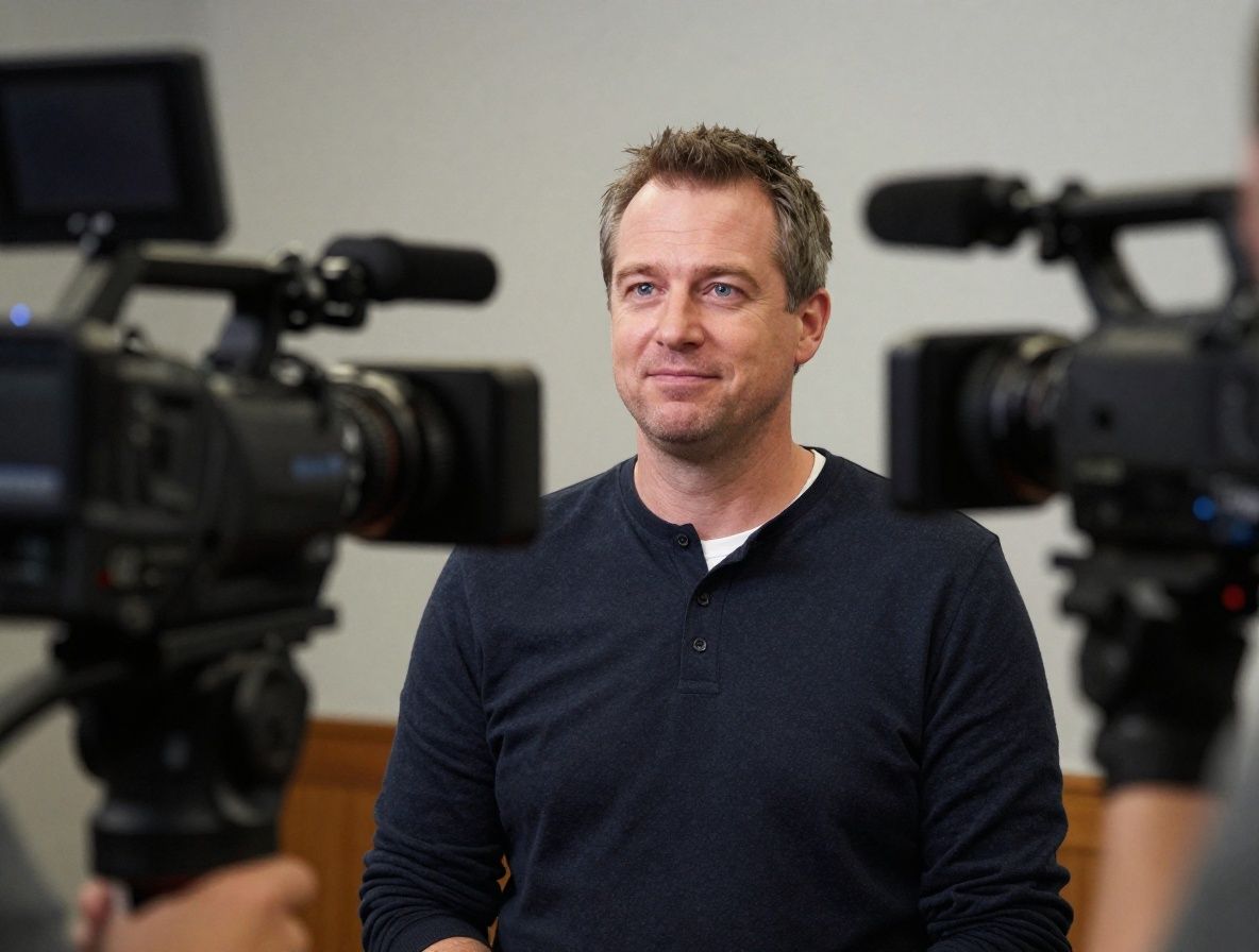 Преподаватель телерадиожурналистики Джек Моррисон — мужчина в студийной обстановке перед профессиональной видеокамерой